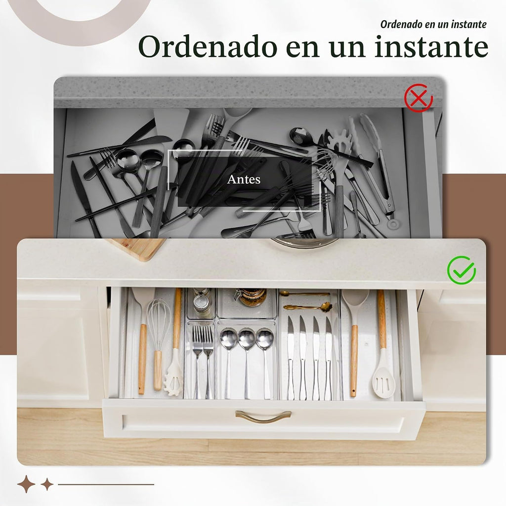 Criusia - Juego de 14 organizadores de cajones de plástico transpar...