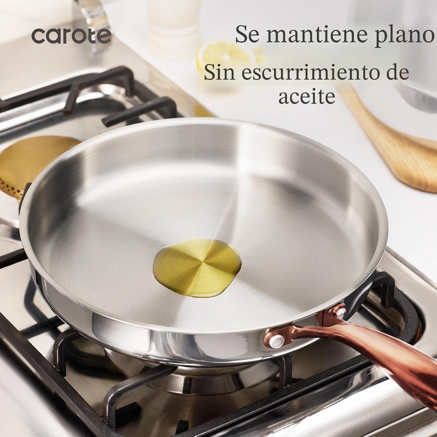 CAROTE Sartén de 10 Pulgadas de Acero Inoxidable de Tres Capas, Sar...