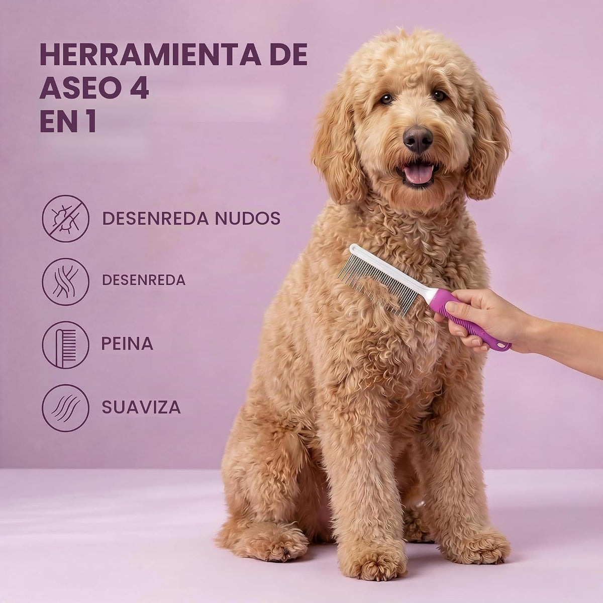 Poodle Pet - Peine desenredante para mascotas con dientes largos y...