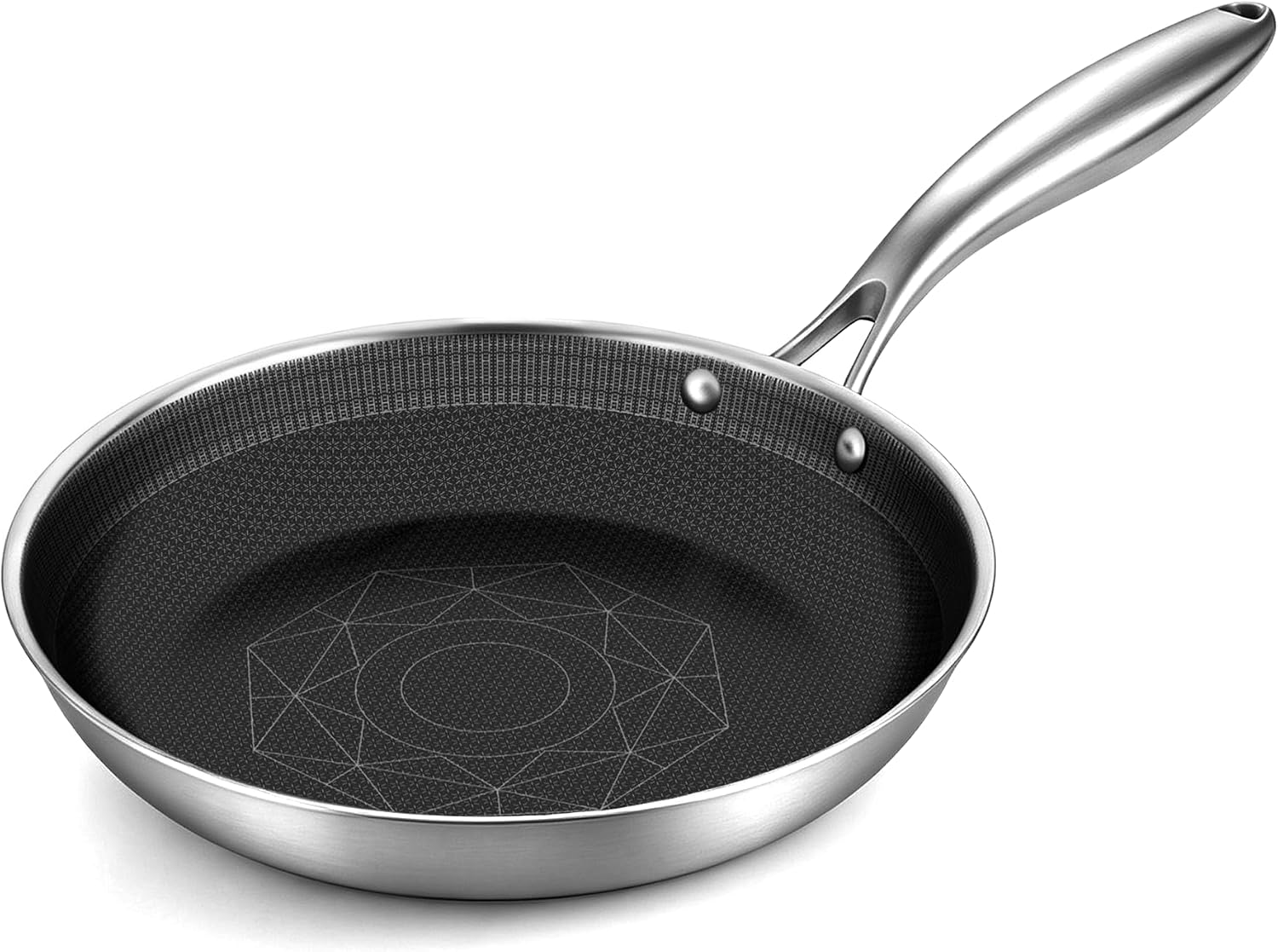 COOKER KING Sartén de acero inoxidable de 10 pulgadas, sartén antia...