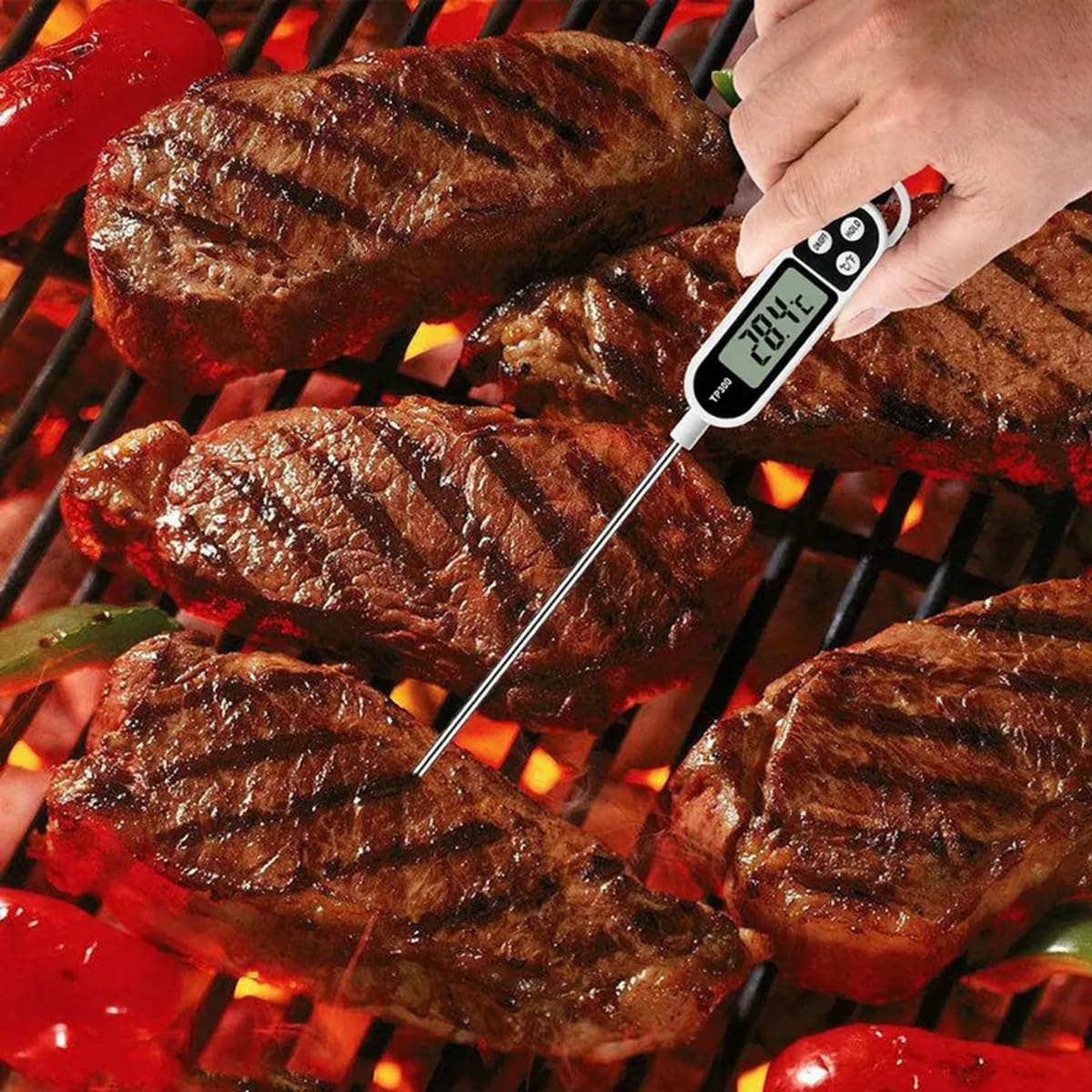 BAEMEFLE 4 termómetros digitales de lectura instantánea para carne,...