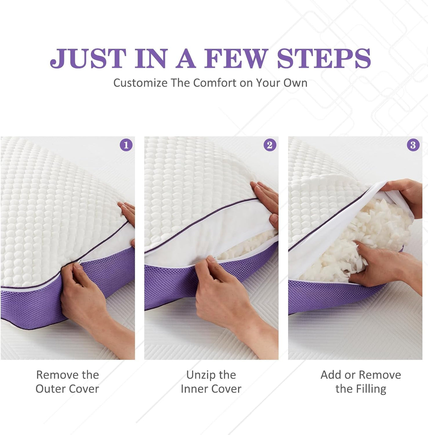 HOMELAB Almohada ajustable de espuma viscoelástica triturada tamaño...