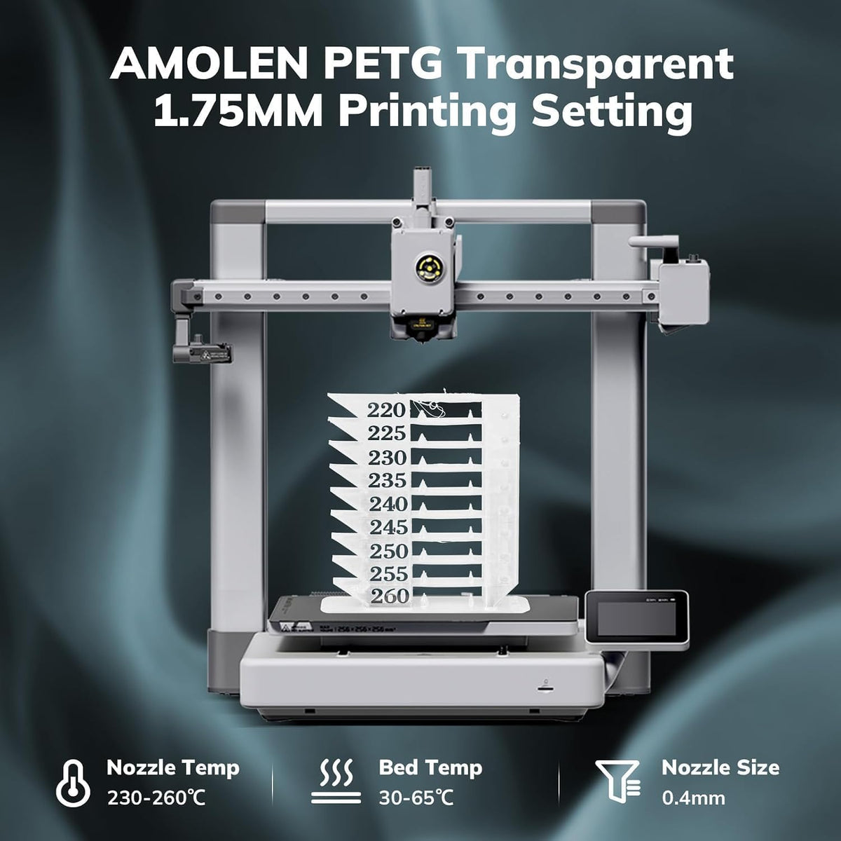 AMOLEN Paquete de filamento transparente para impresora 3D PETG de...