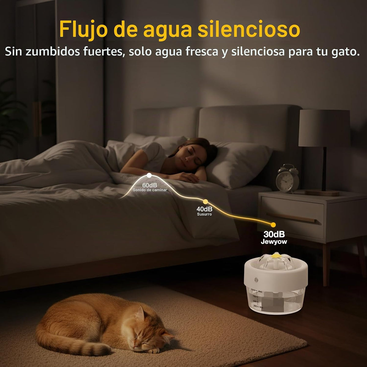 Fuente de agua para gatos, fuente de agua inalámbrica para gatos de...