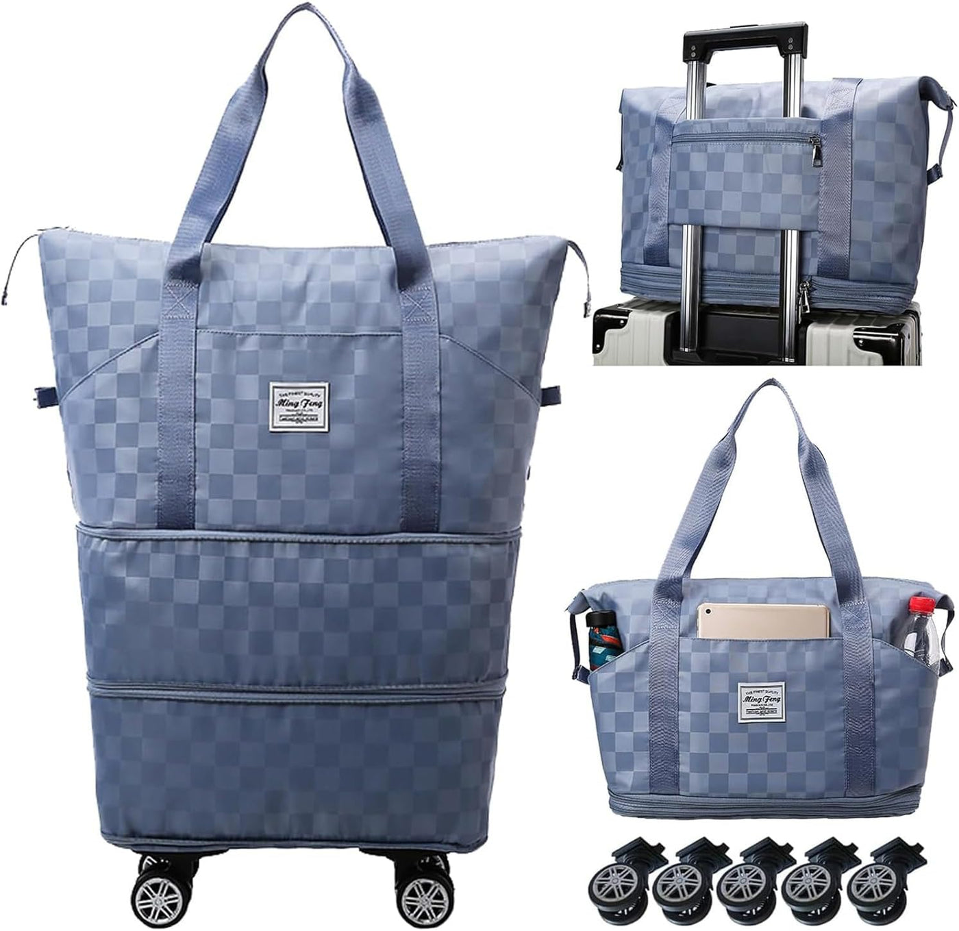 Bolsas de lona expandibles y plegables, con ruedas desmontables, bo...