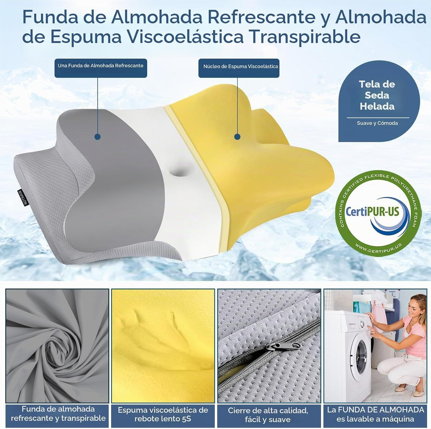 Almohada cervical para aliviar el dolor de cuello, almohada cervica...