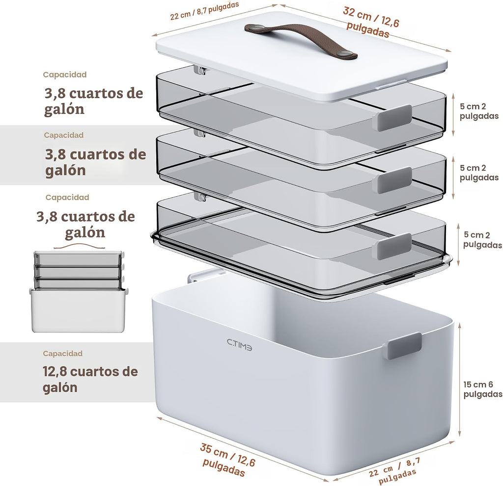 CTIME Organizador de medicamentos XL de 4 niveles \u2013 Botiquín p...