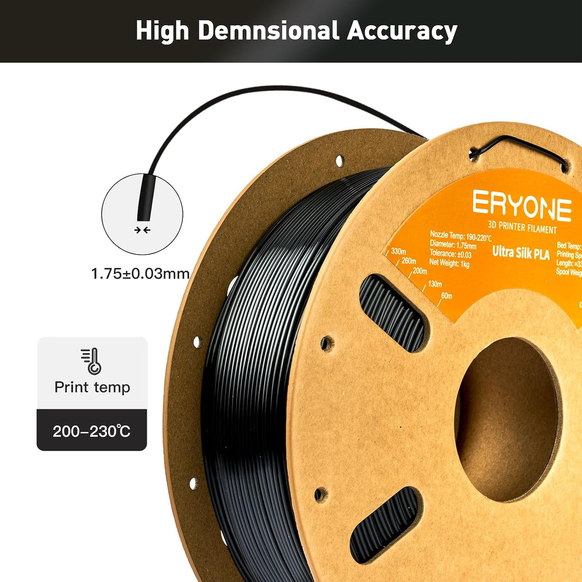 ERYONE Ultra Silk PLA - Filamento para impresora 3D, 1.75mm +\/- 0....
