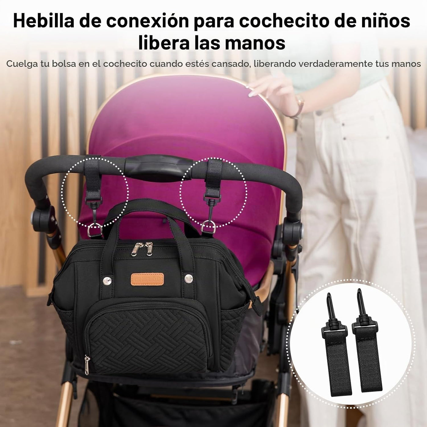 FHELAD Bolsa de pañales pequeña para mujer, mini bolsa de bebé 4 en...