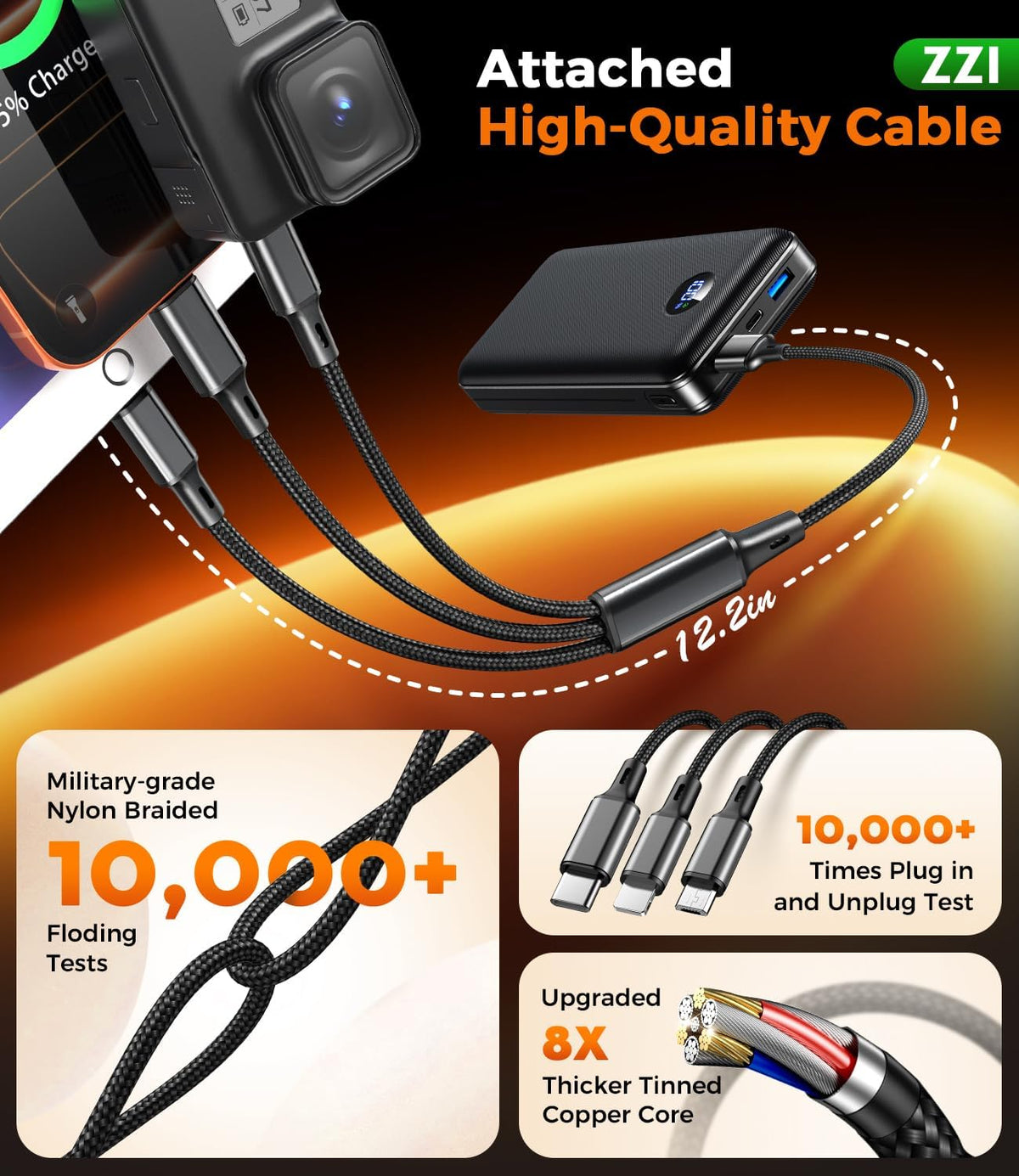 Cargador portátil ZZI Power Bank 60000mAh, batería de carga rápida...