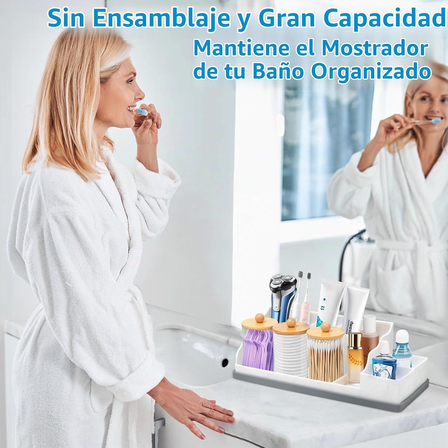 Organizador de mostrador de baño, soportes grandes de silicona blan...
