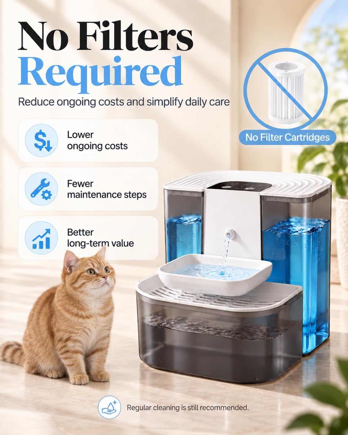 Fuente de agua para gatos, separación de agua fresca y usada, no ne...