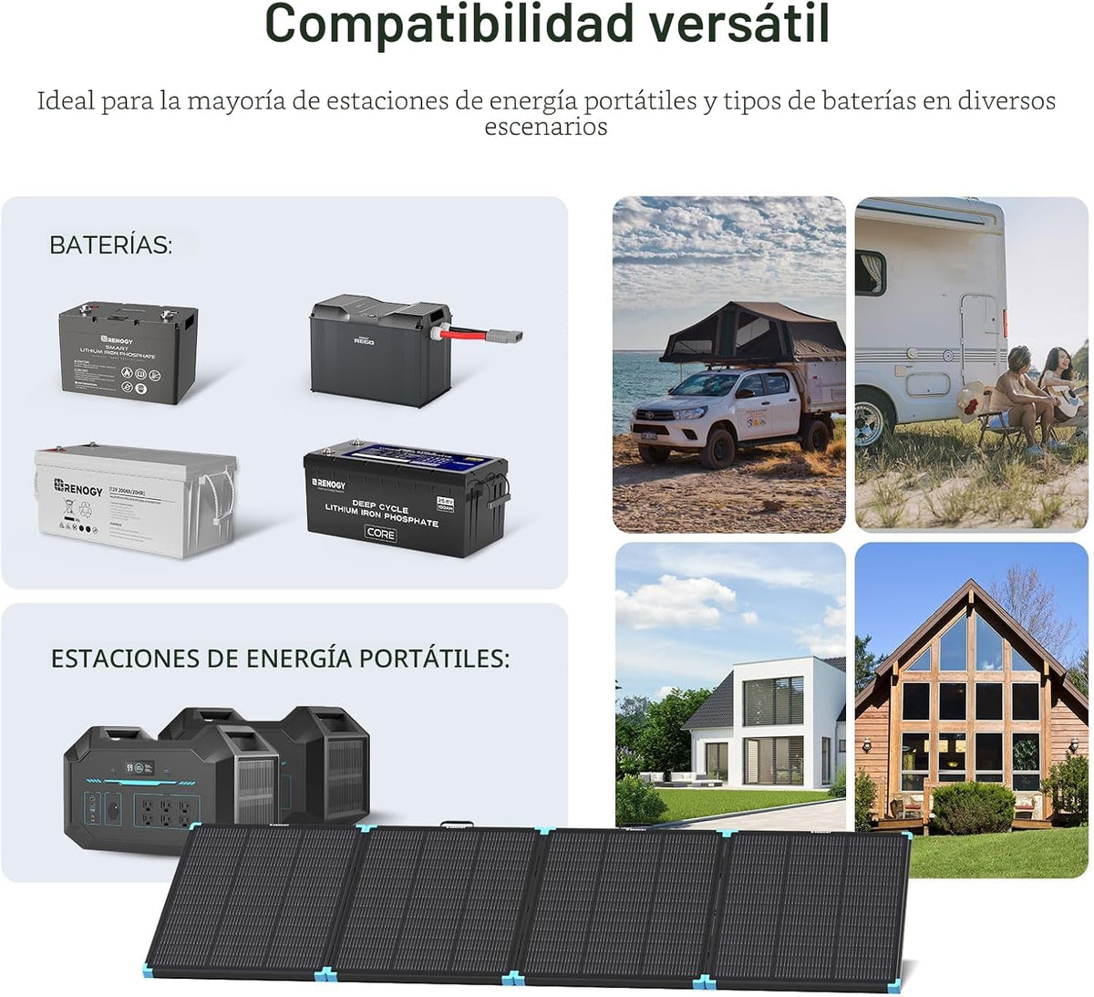 Panel solar portátil Renogy de 300 W, 25 % de alta eficiencia para...