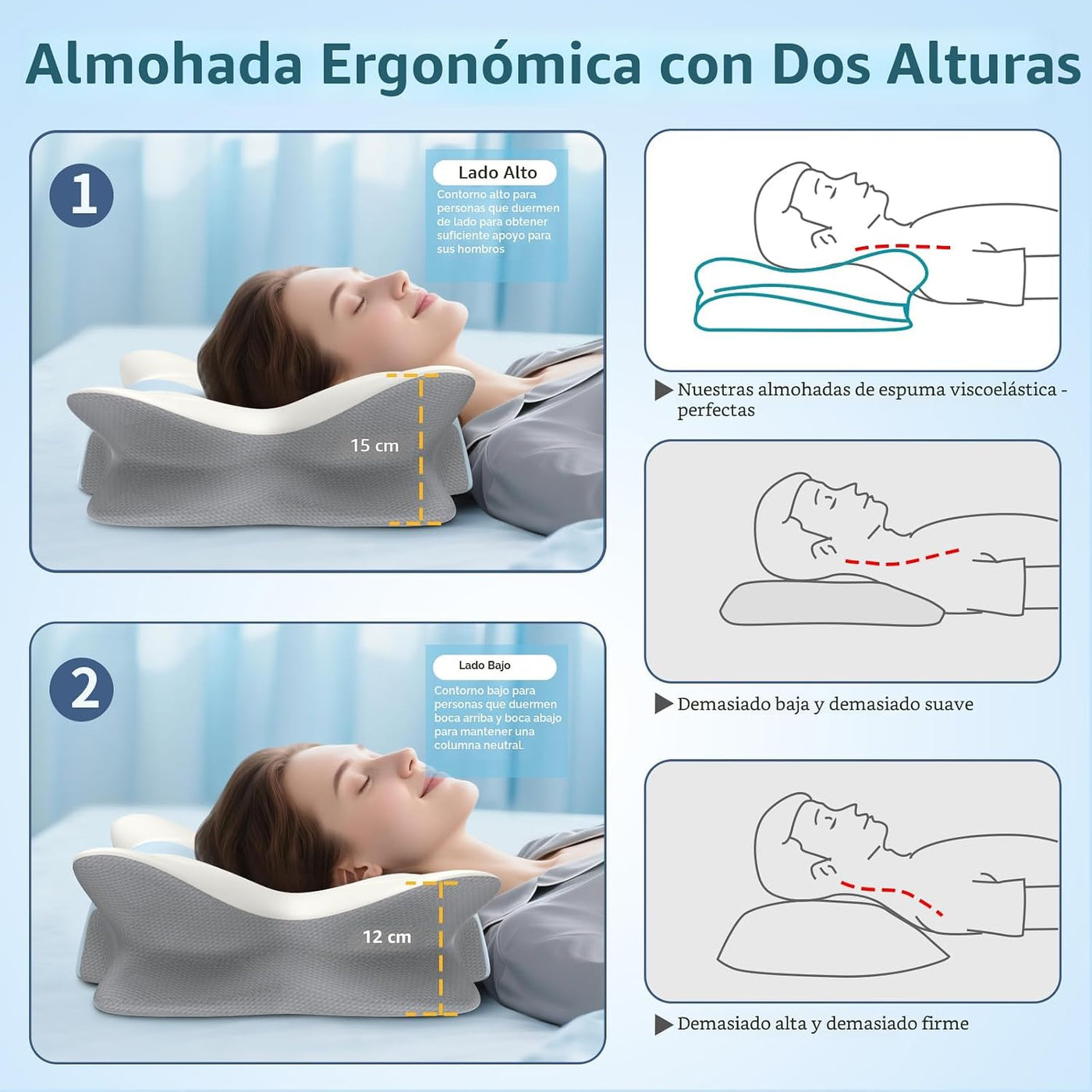 Almohada cervical para aliviar el dolor de cuello y hombros, almoha...