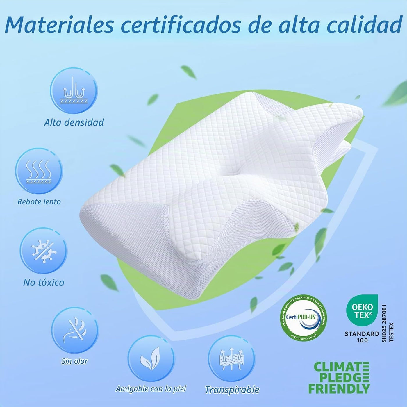 HOMCA Almohada cervical de espuma viscoelástica, 2 en 1, almohada o...