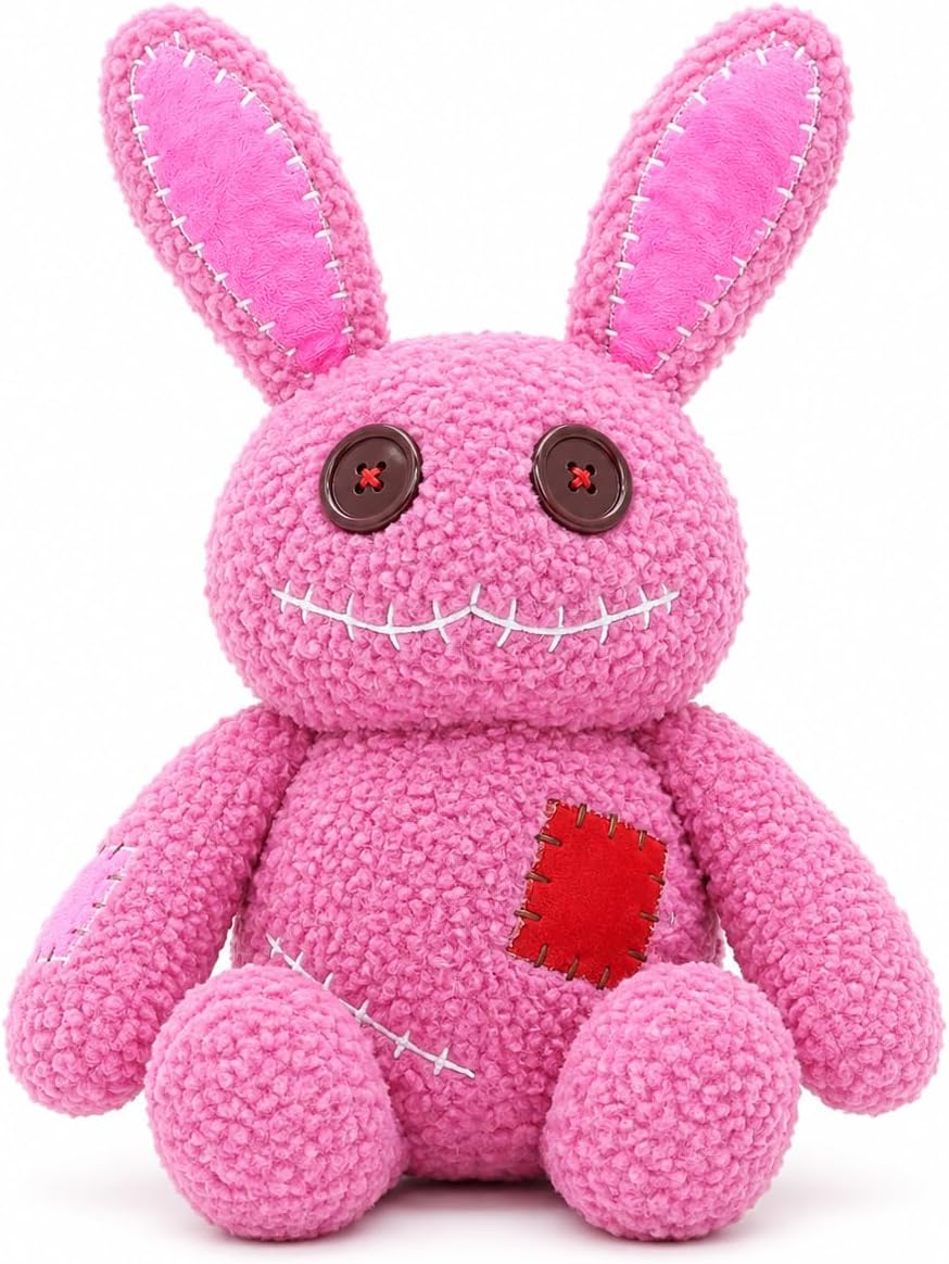 PHHKK Peluche de conejo rosa cosido gótico de Halloween, espeluznan...