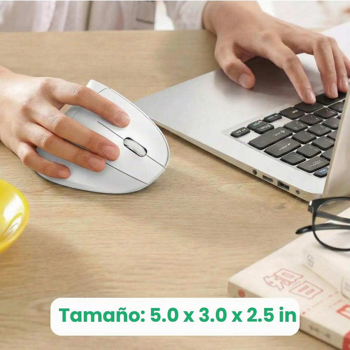 tlkawzy Ratón inalámbrico vertical ergonómico, elegante, recargable...