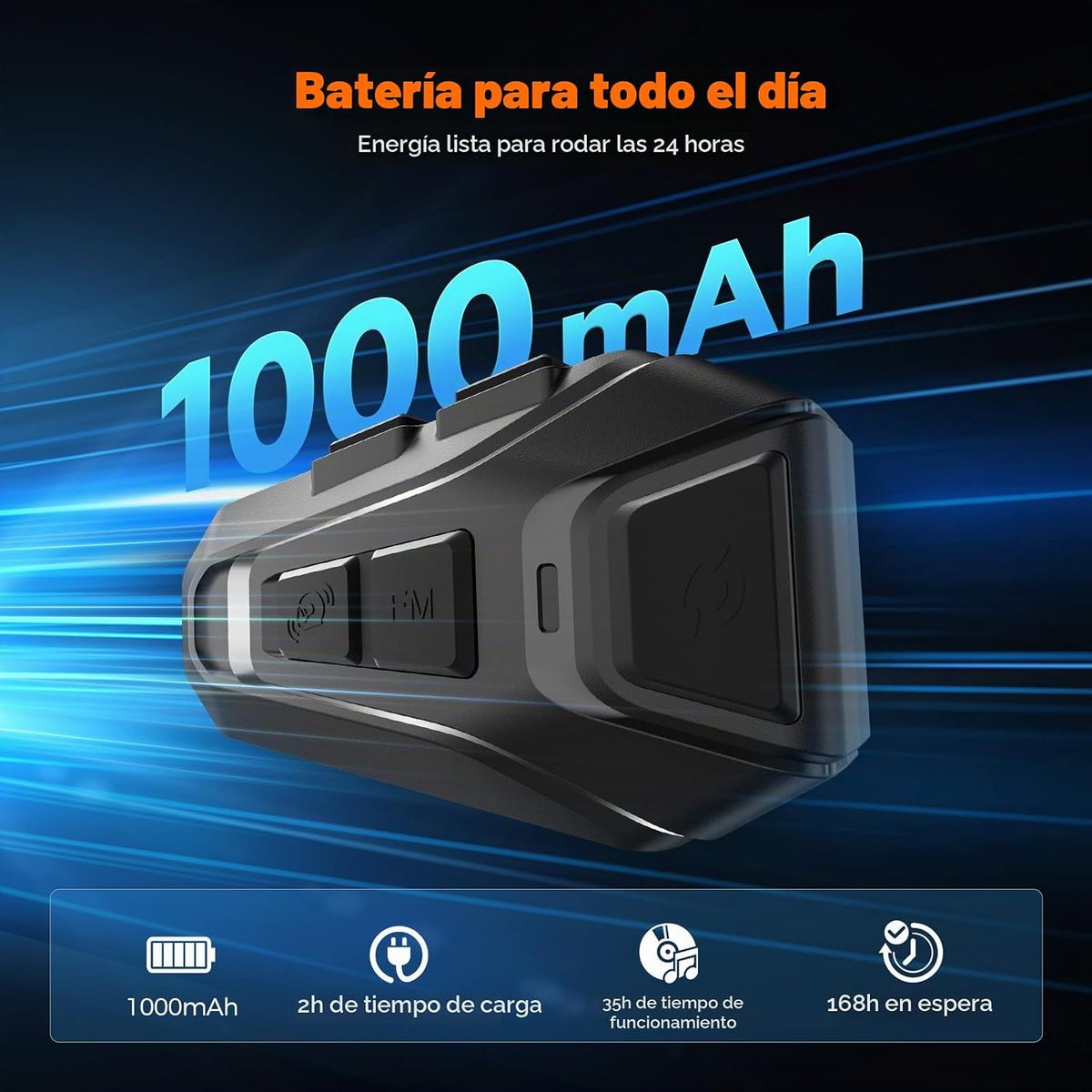 HYCOMM H2 Auriculares Bluetooth para motocicleta, intercomunicador...