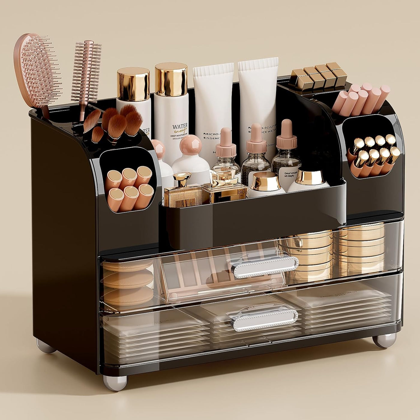 UFORU Organizador de maquillaje para encimera con 2 cajones grandes...