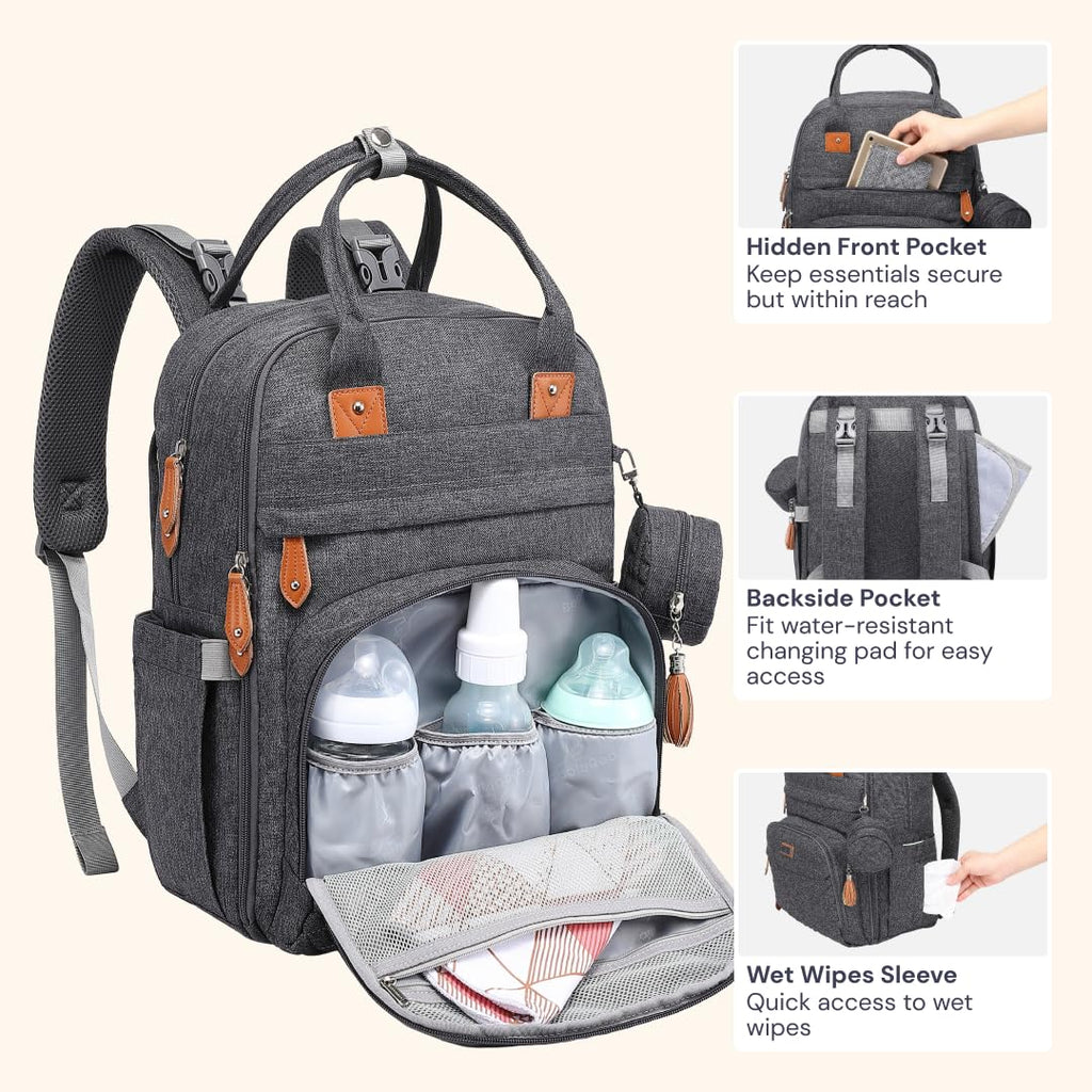 BabbleRoo - Mochila para pañales - Bolso de viaje con artículos ese...