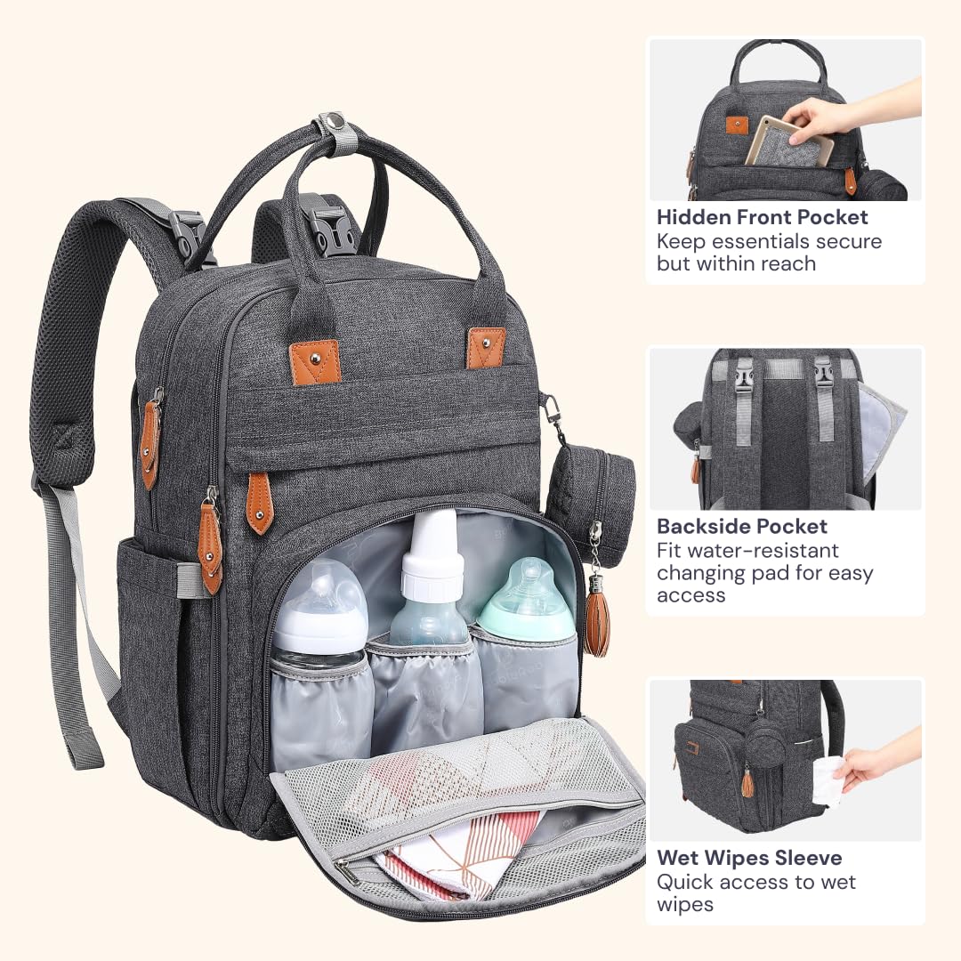 BabbleRoo - Mochila para pañales - Bolso de viaje con artículos ese...