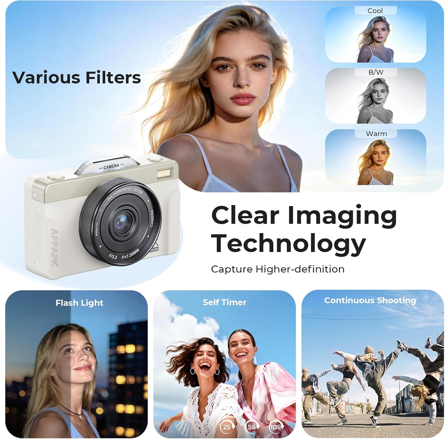 Cámara digital 4K para fotografía, 2026, cámara WiFi de enfoque aut...