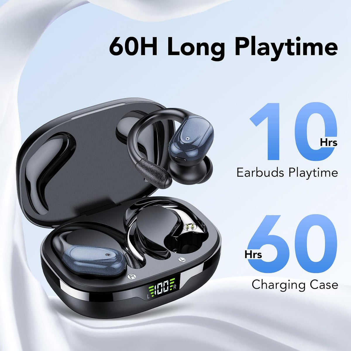 Auriculares inalámbricos Bluetooth 5.3, audífonos de 60 horas de re...