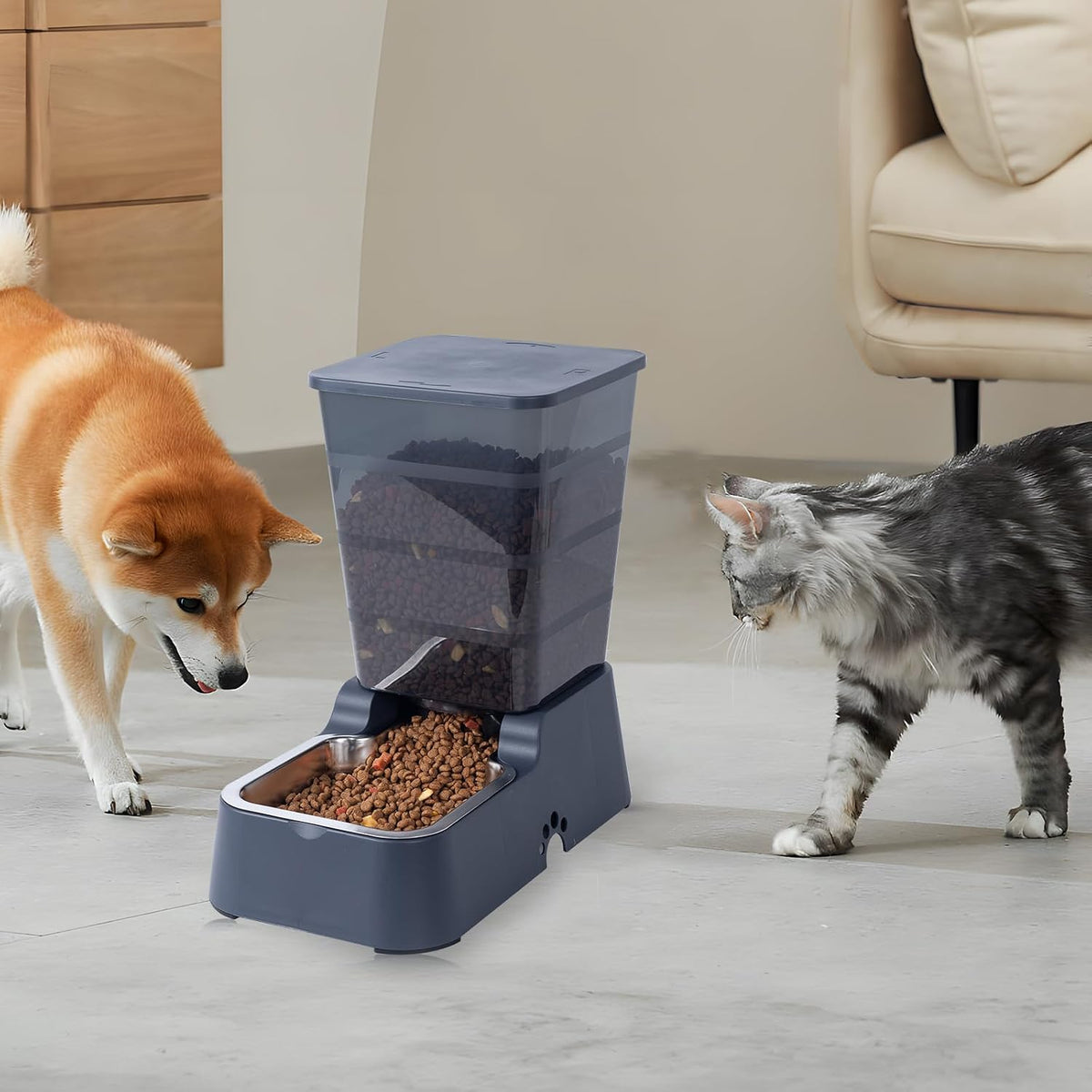 Meikuler Alimentador automático para mascotas, 5.2 L, dispensador d...