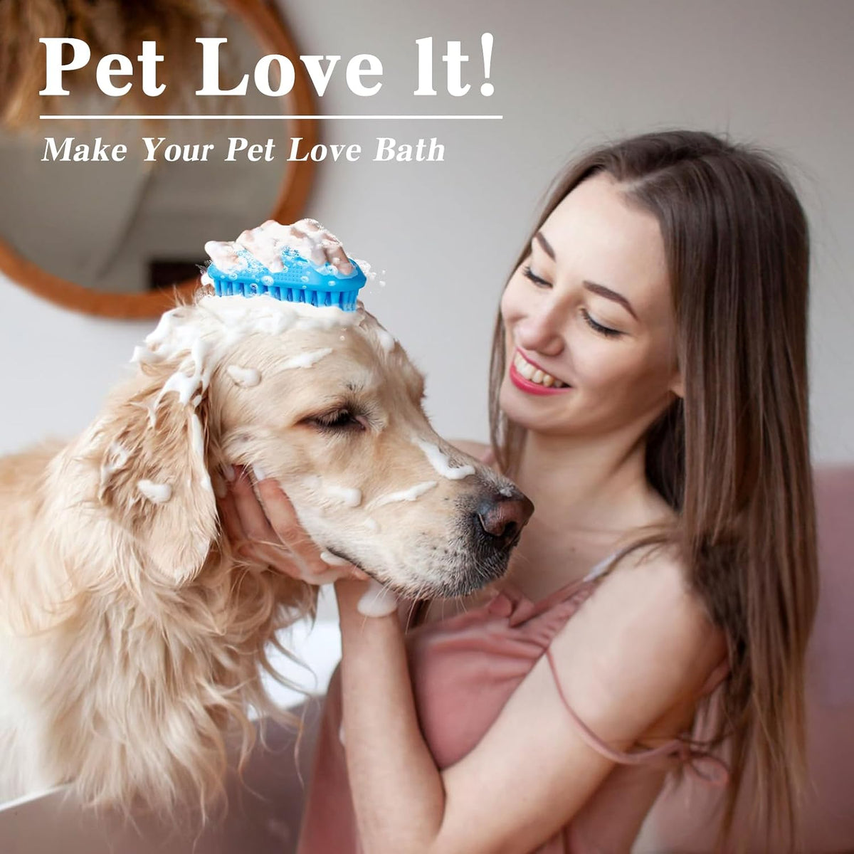 Juego de 2 cepillos de baño para perros | Mango ajustable, cepillo...
