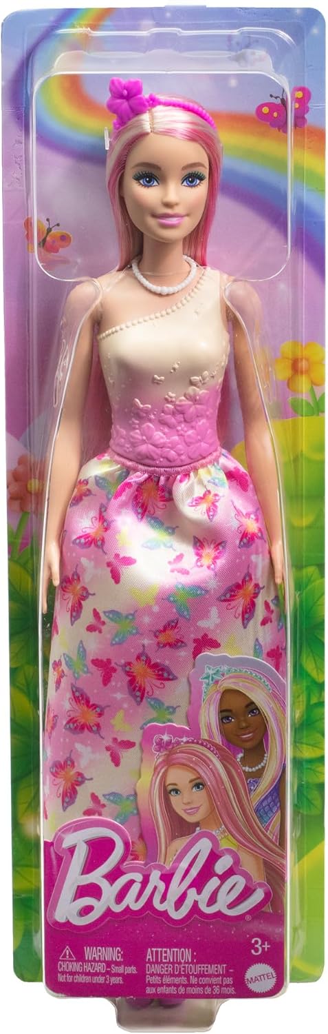 Barbie Muñeca real con cabello de fantasía rosa y rubio y accesorio...