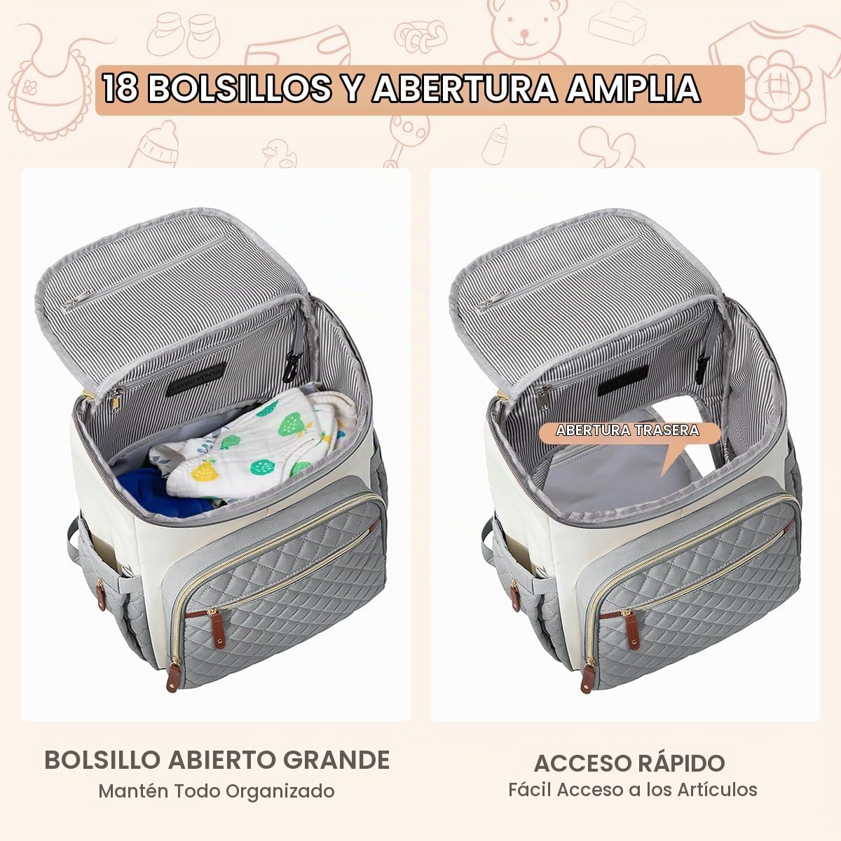 LOVEVOOK Mochila para Pañales de Gran Capacidad con Cambiador Portá...