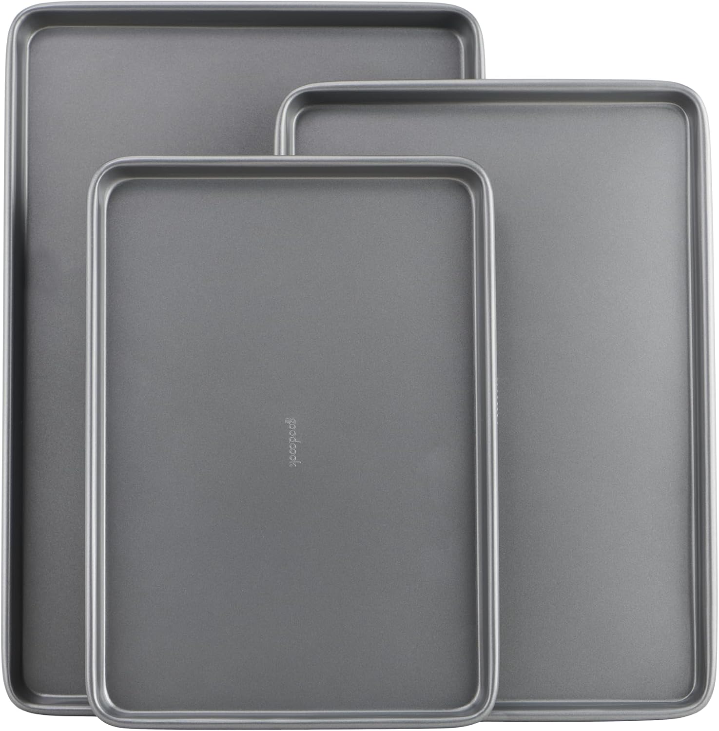 GoodCook Everyday - Juego de 3 bandejas de acero al carbono antiadh...