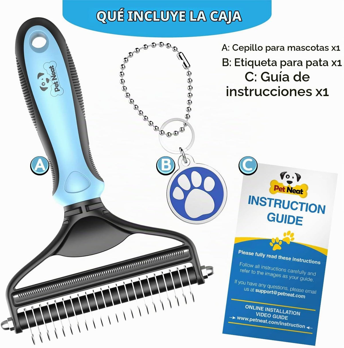 Cepillo para perros y gatos \u2013 Herramienta de aseo para mascota...