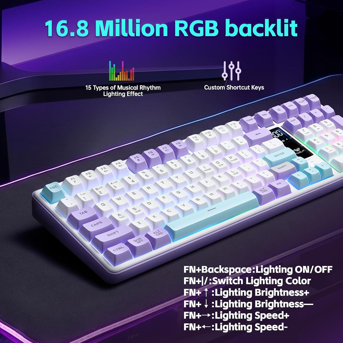 Aula S99pro V2 Teclado para juegos de tamaño completo, teclado inal...
