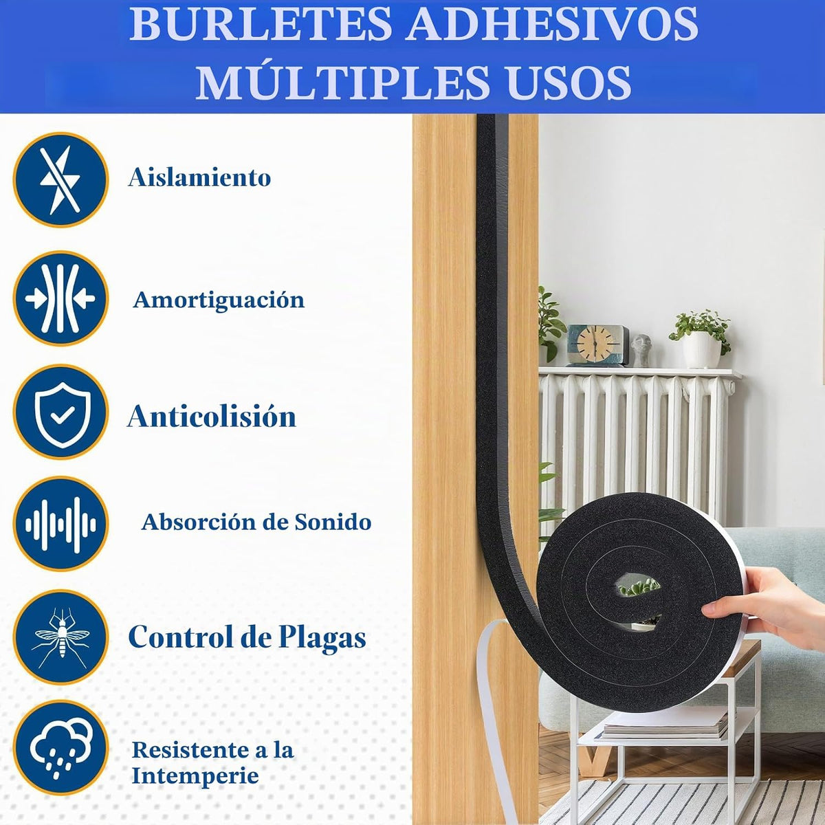 Pangda - Sellador de puerta de 26 pies, cinta de espuma de 1 x 1 pu...