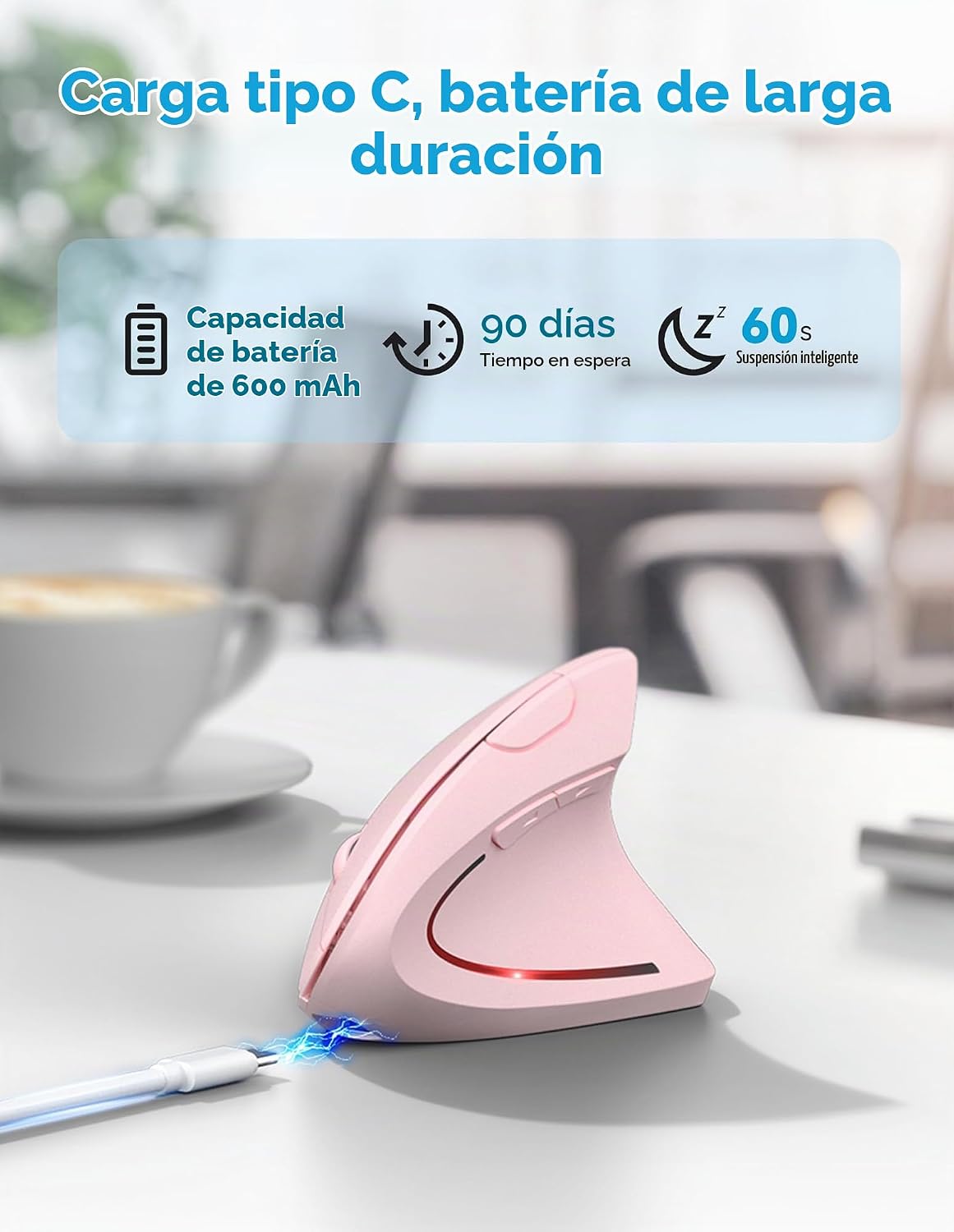 TECKNET Ratón ergonómico inalámbrico, Ratones verticales recargable...