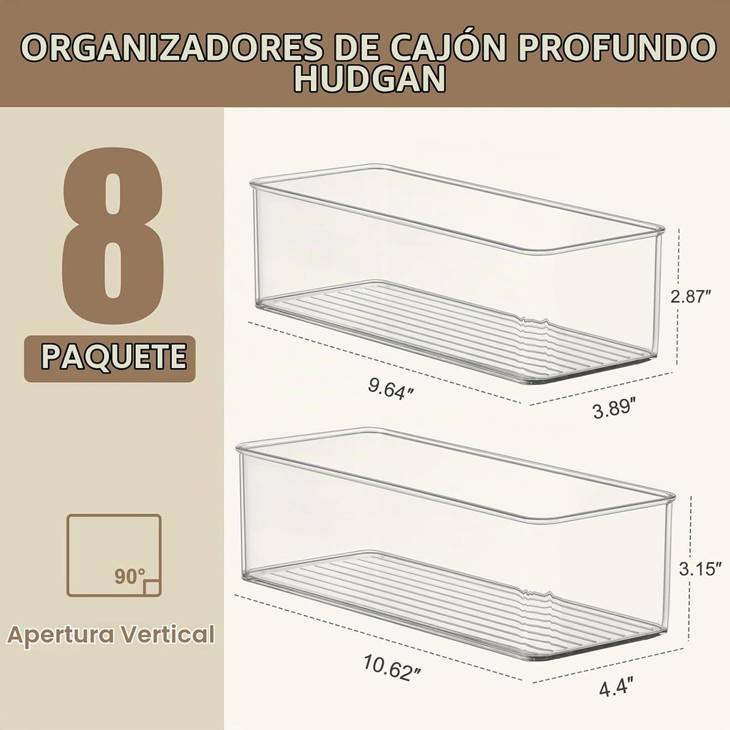 Hudgan Juego de 8 organizadores de cajones de plástico transparente...