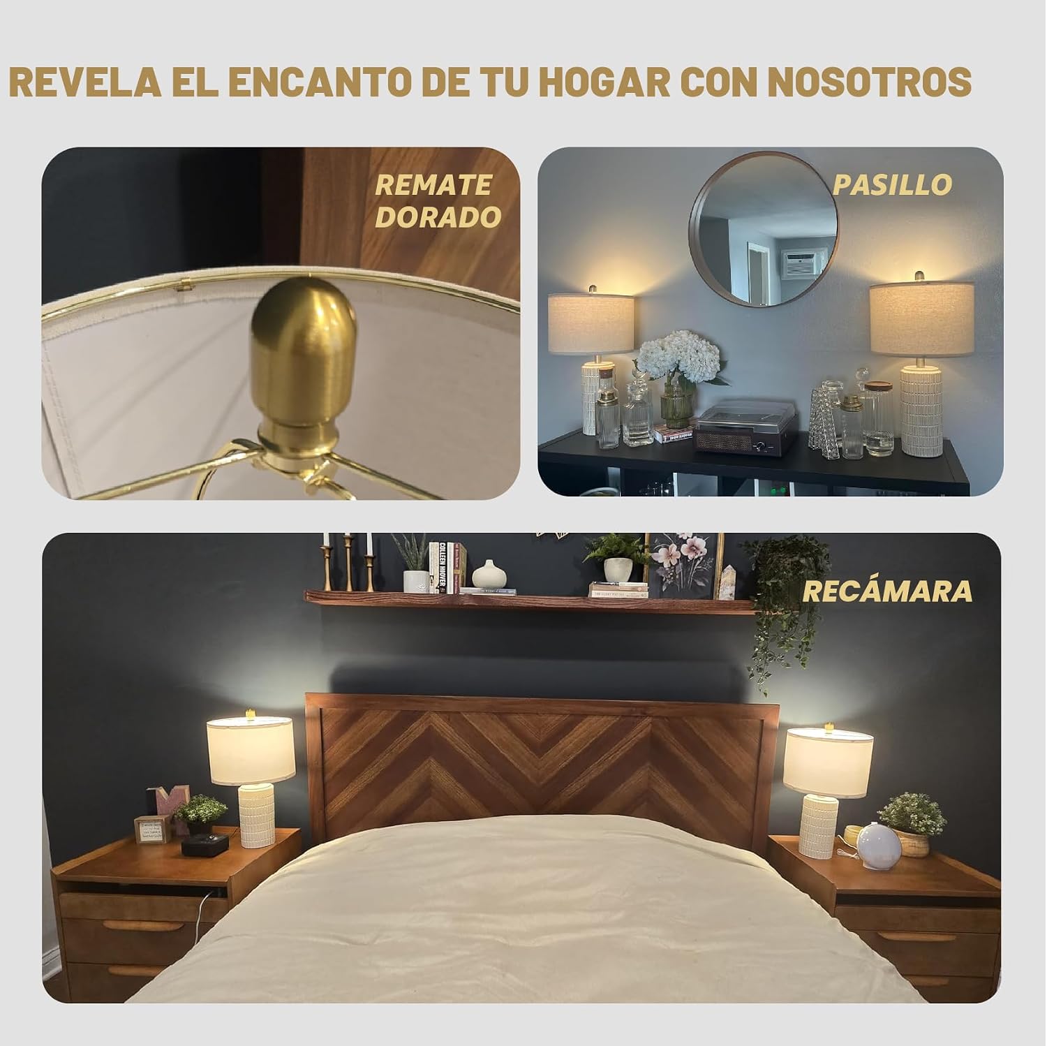 PoKat - Juego de 2 lámparas de cerámica, 20.75 pulgadas, pequeñas y...