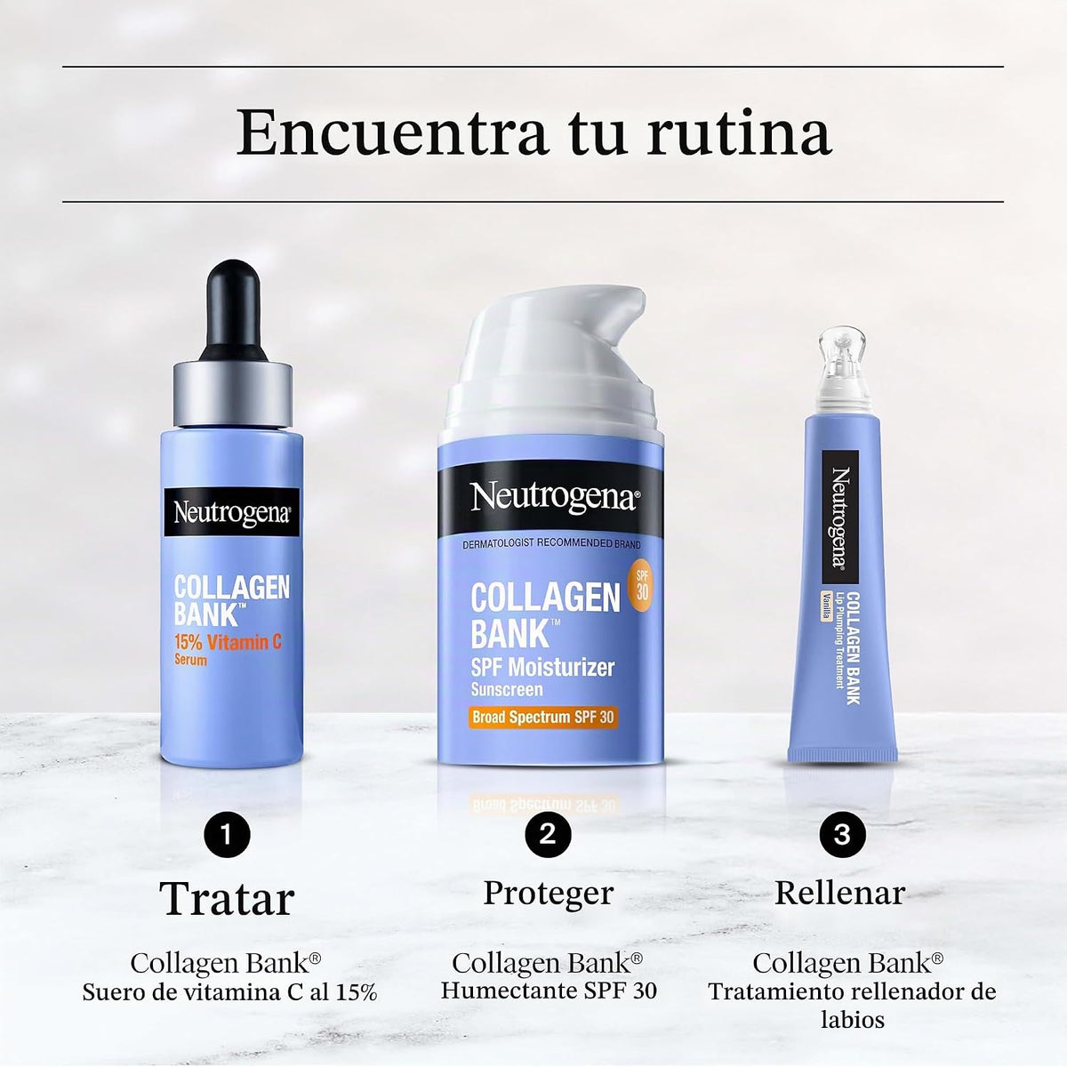 Humectante con banco de colágeno Neutrogena + limpiador de prueba,...