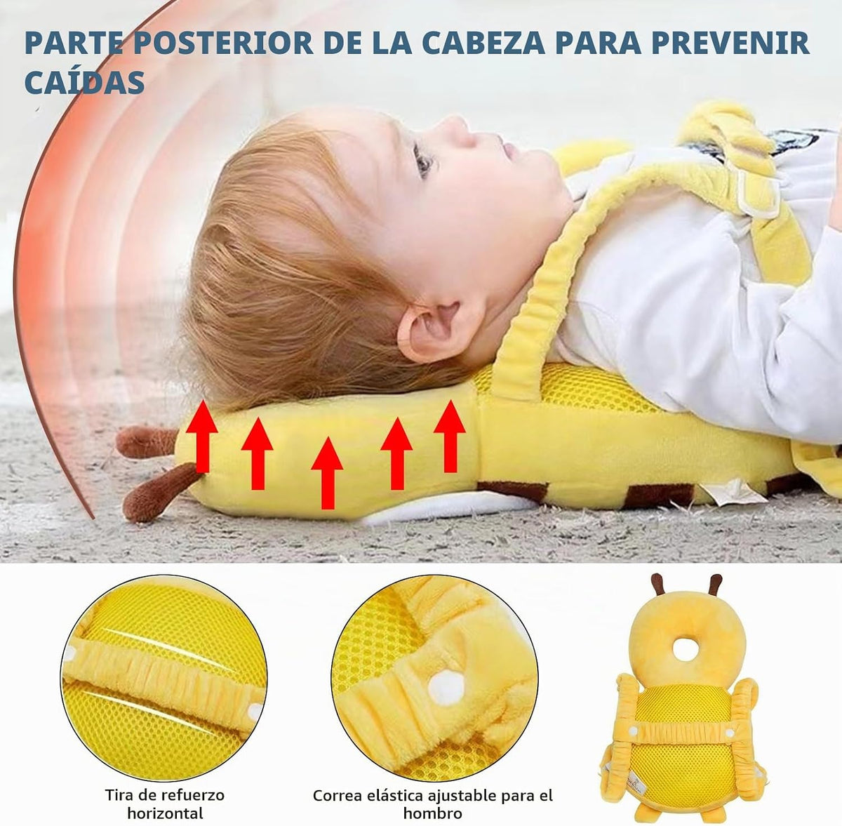 Loisdaro Protector de cabeza de bebé, mochila de protección de cabe...