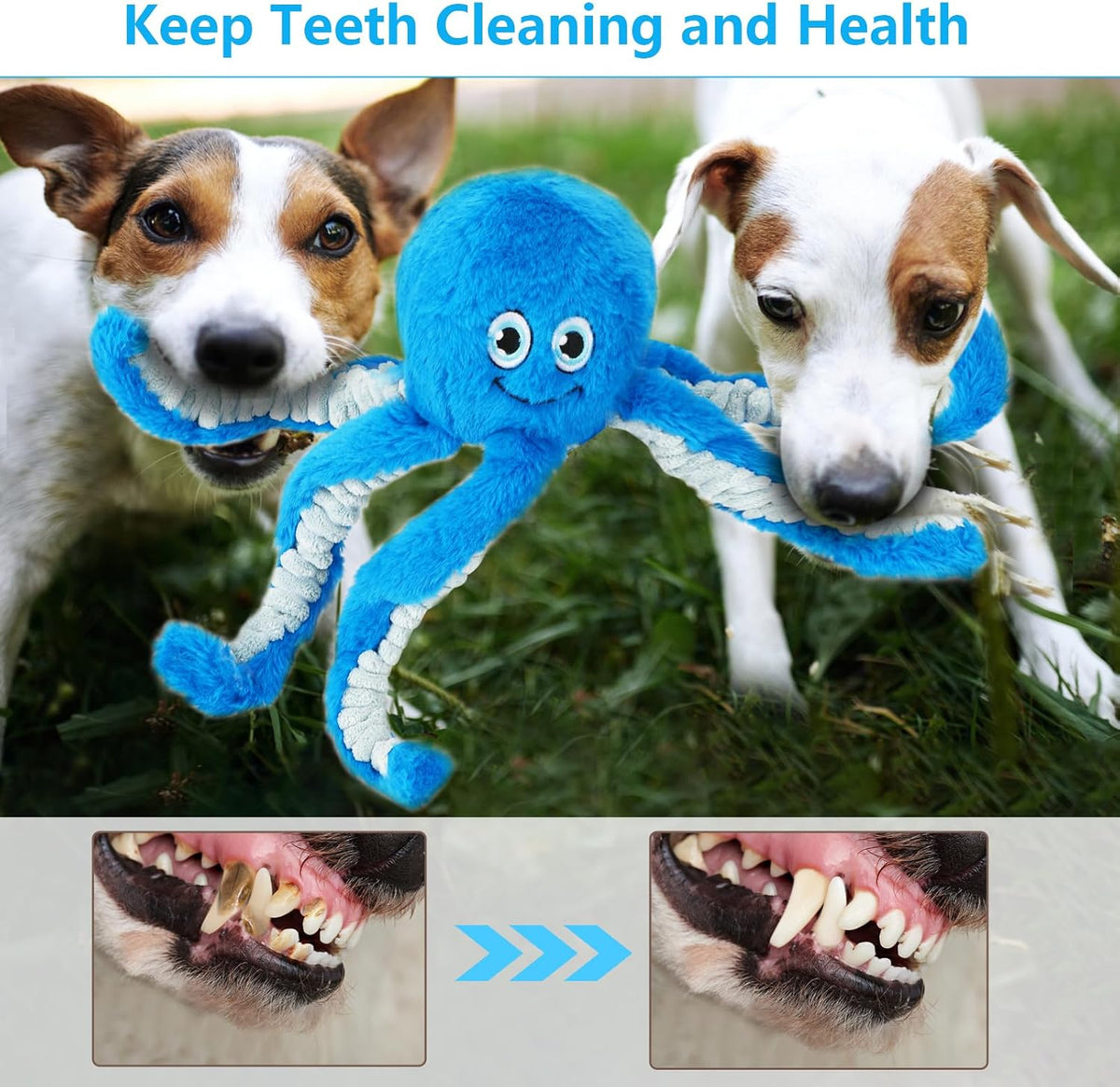 Eneston Juguetes para perros con papel arrugado, pulpo de peluche c...