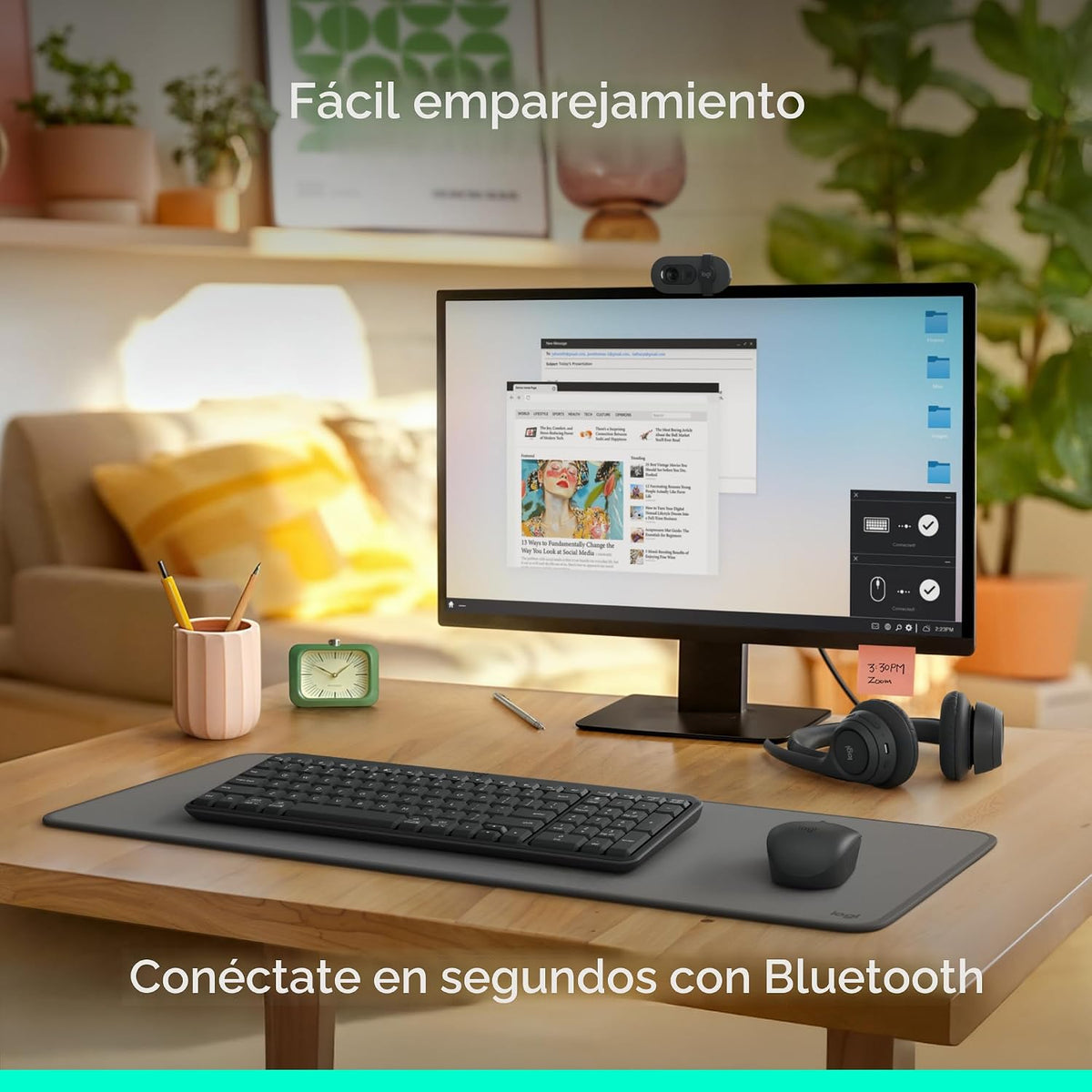 Logitech MK250 Combo de teclado y mouse inalámbricos Bluetooth - Gr...