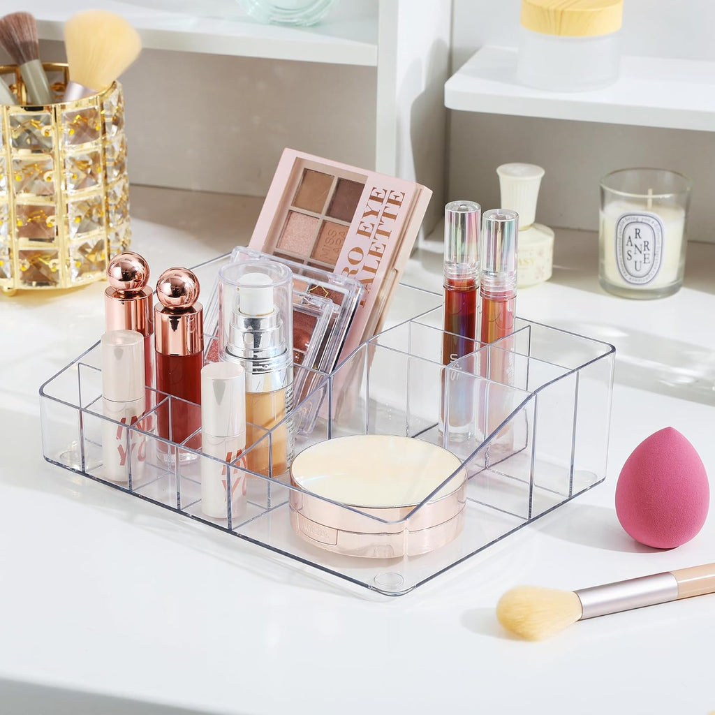 Vtopmart Organizador de maquillaje transparente de 1 nivel, almacen...