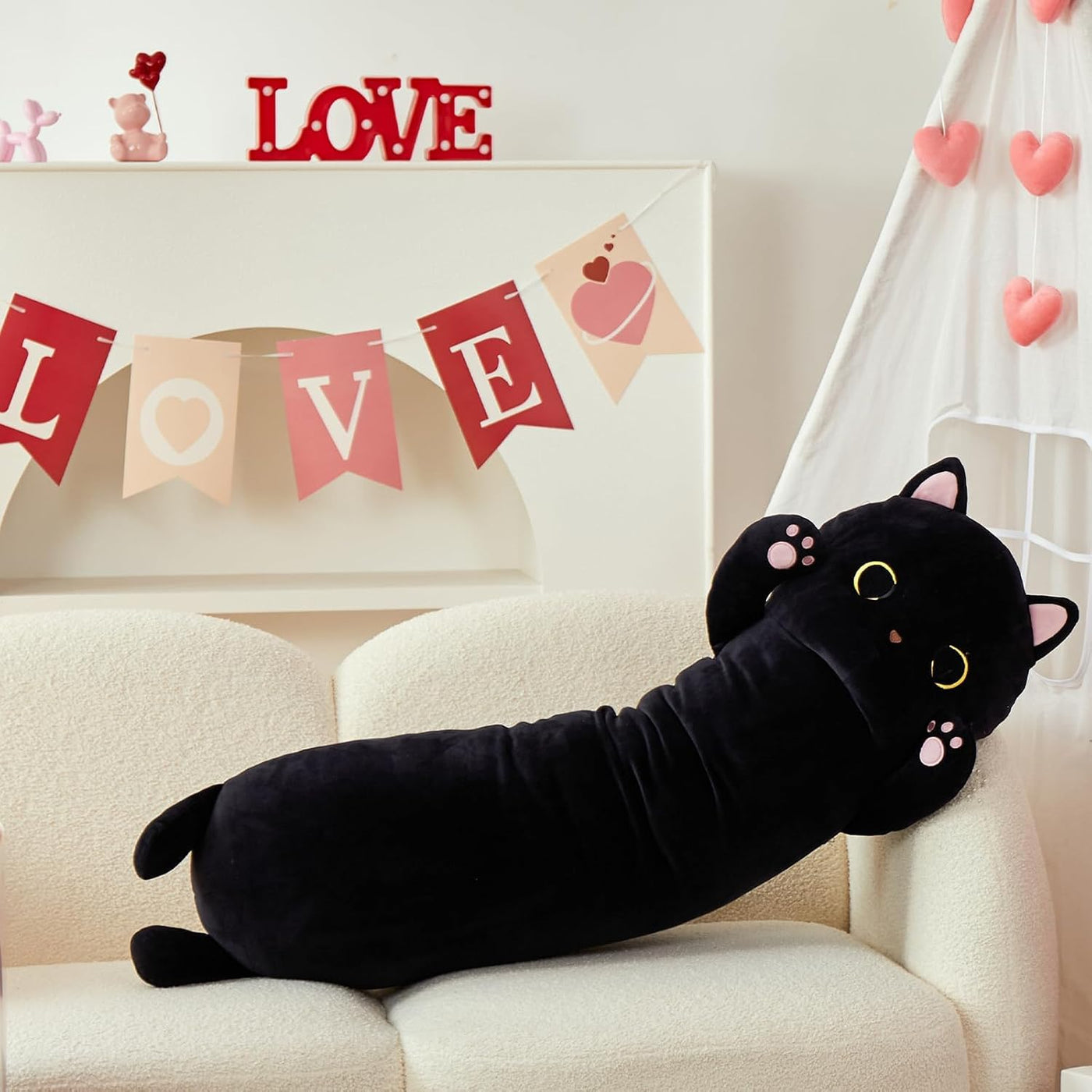 MaoGoLan Almohada larga para el cuerpo de gato para niños, peluche...