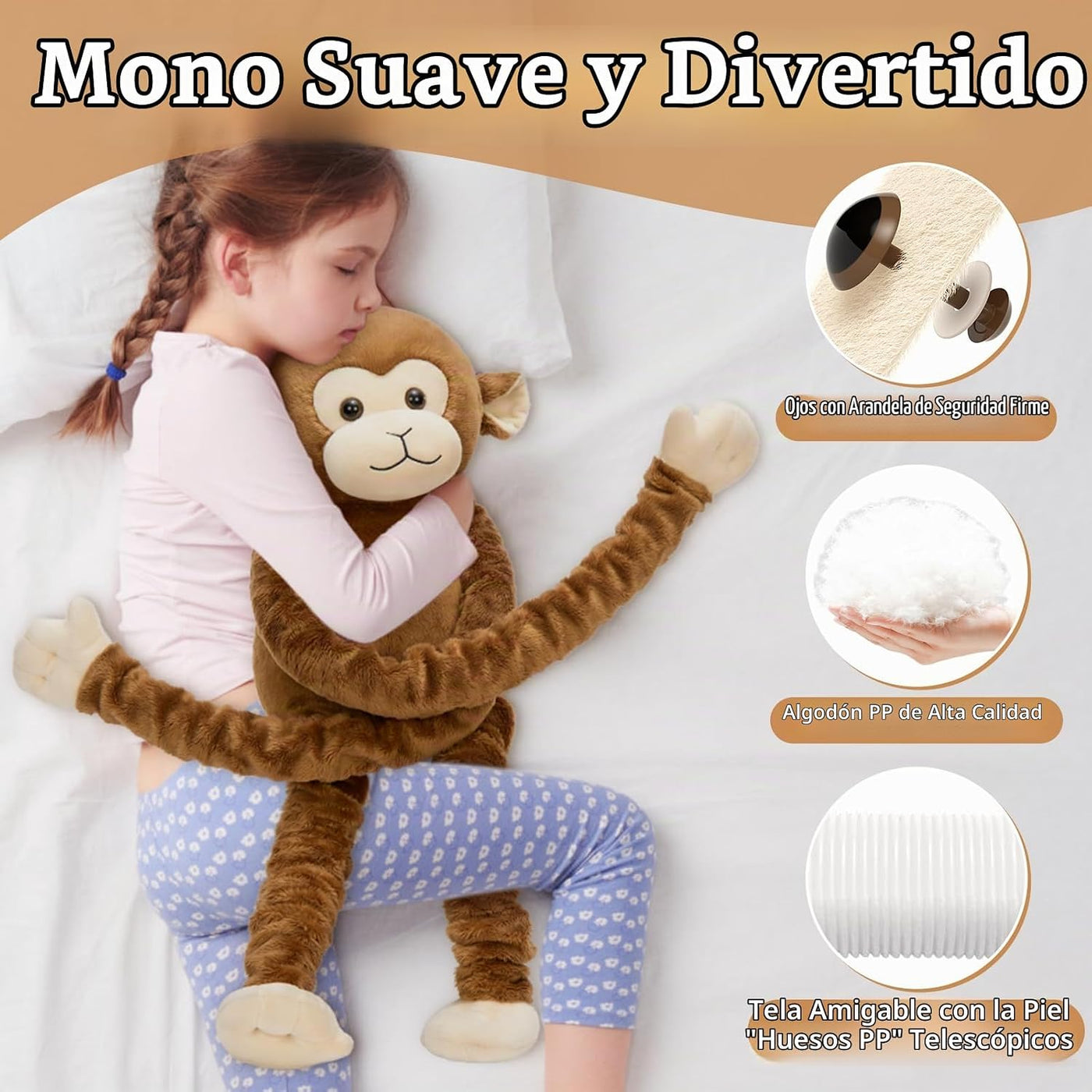 MorisMos Juguete de peluche de mono grande, de 23.6 a 35.4 pulgadas...