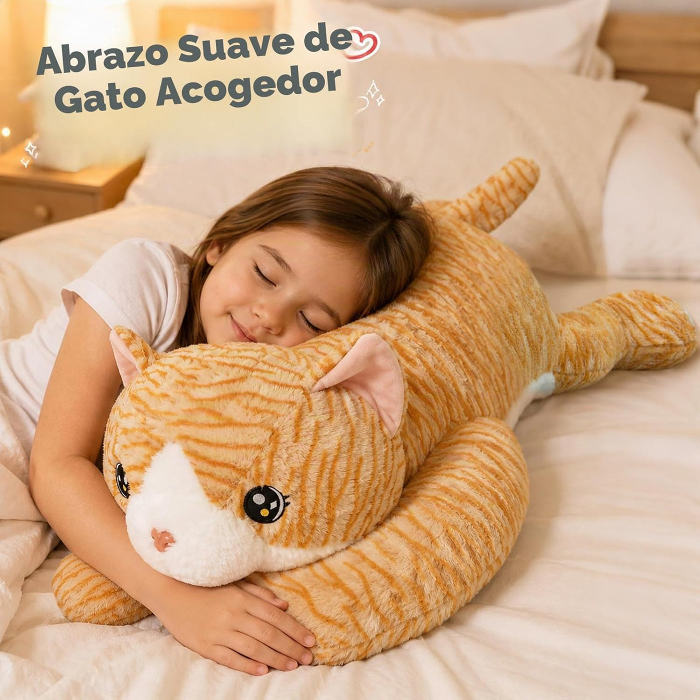 Peluche de gato gigante de 32 pulgadas, almohada grande de felpa de...