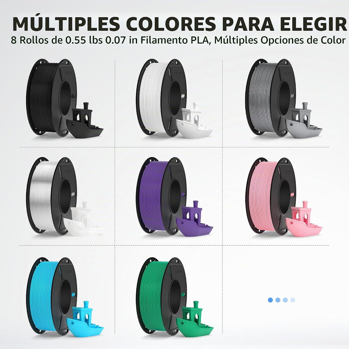 ELEGOO Paquete de filamento de impresora 3D PLA 0.07 in 8 colores 8...