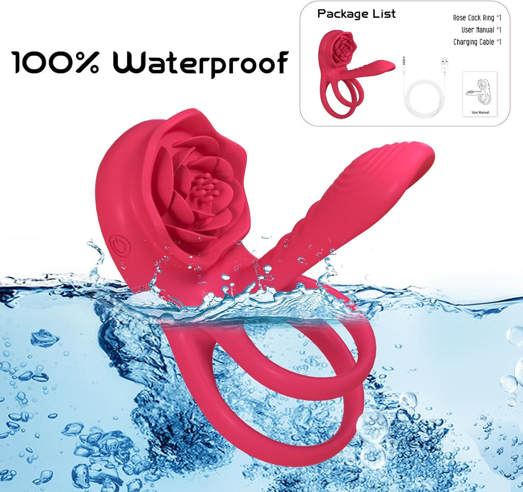 Anillo vibrador para el pene con estimulador de clítoris rosa, vibr...