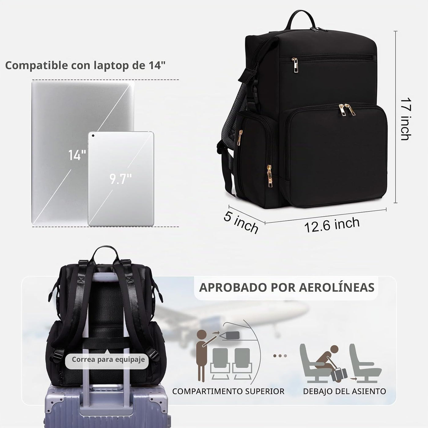 CEI-CEI Bolsa de pañales de neopreno, mochila grande para recién na...