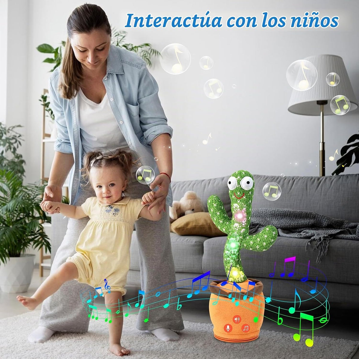 TWORIVER - Juguetes recargables de cactus que hablan bailarín para...